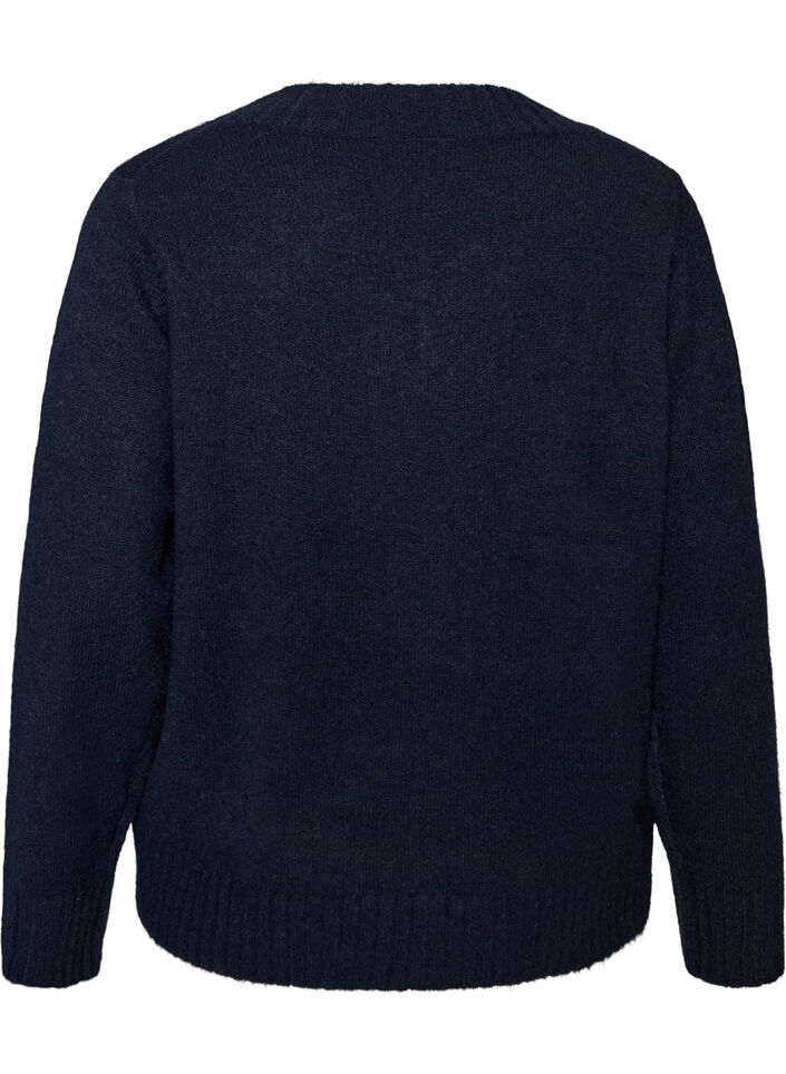 Jumper met V-hals, Blauw, Packshot image number 1