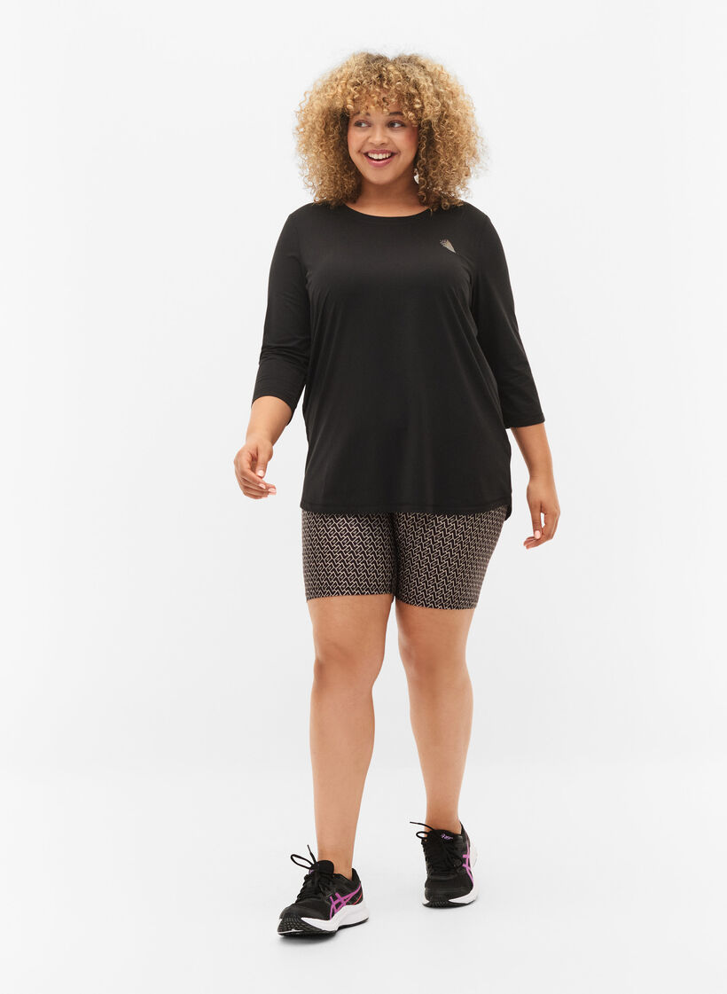 Trainingsblouse met 3/4-mouwen, Zwart, Model image number 1