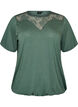 Blouse avec empi&egrave;cement en dentelle et manches ballon, Vert, Packshot image number 0
