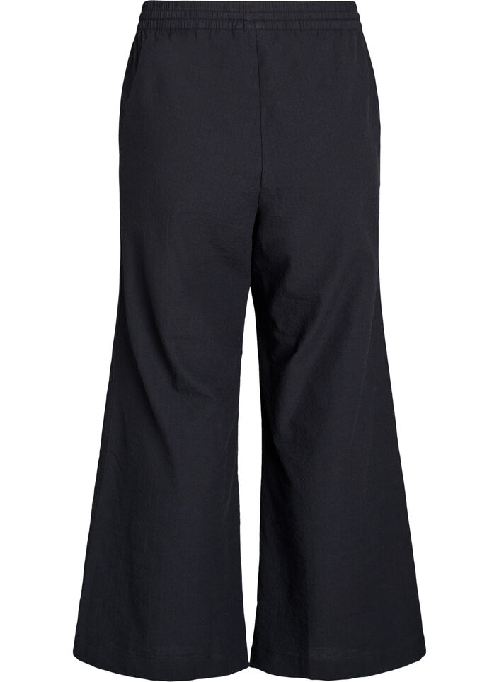 Losse broek met hoge taille en zakken, Zwart, Packshot image number 1