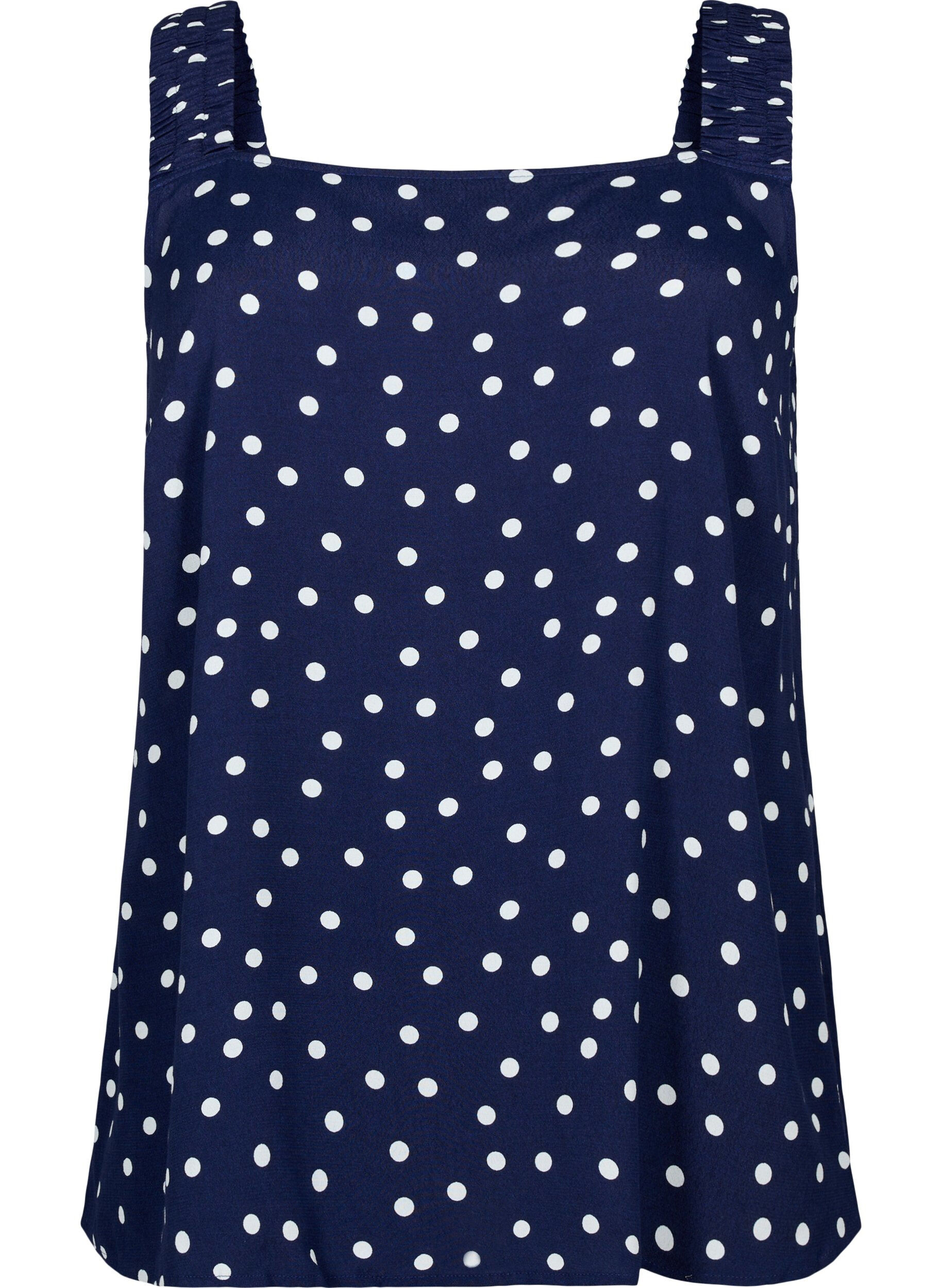 ZizziBedrukte top van viscose met a-vorm, Peacoat Dot, Packshot image number 0