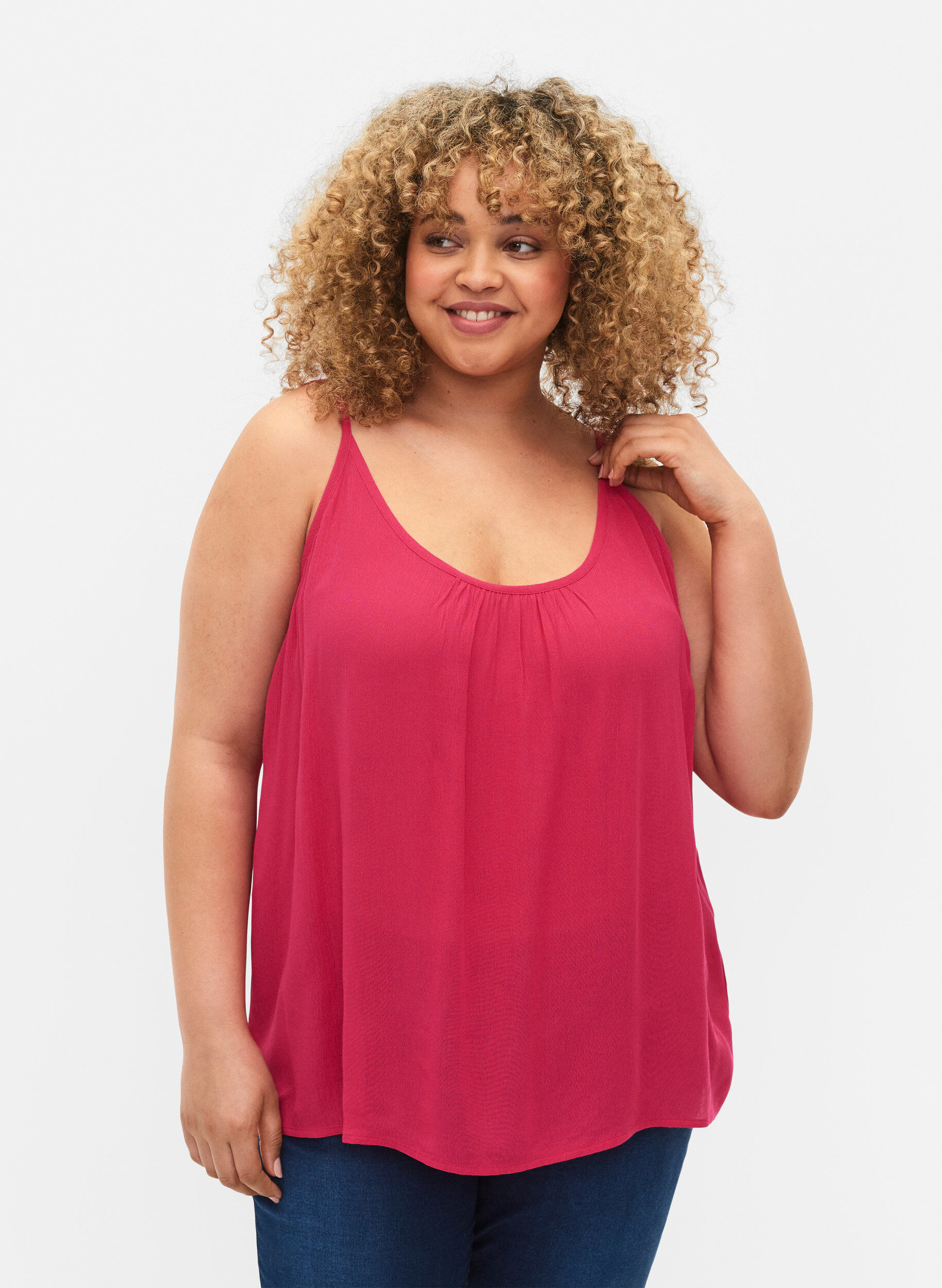 ZizziStrap top in viscose, Roze, Model image number 0