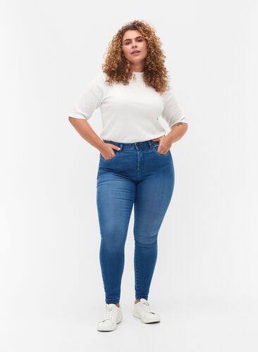 Super slim Amy jeans met hoge taille, Light blue, Model image number 0
