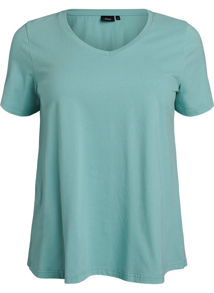 Effen basic katoenen T-shirt, Groen, Packshot image number 0