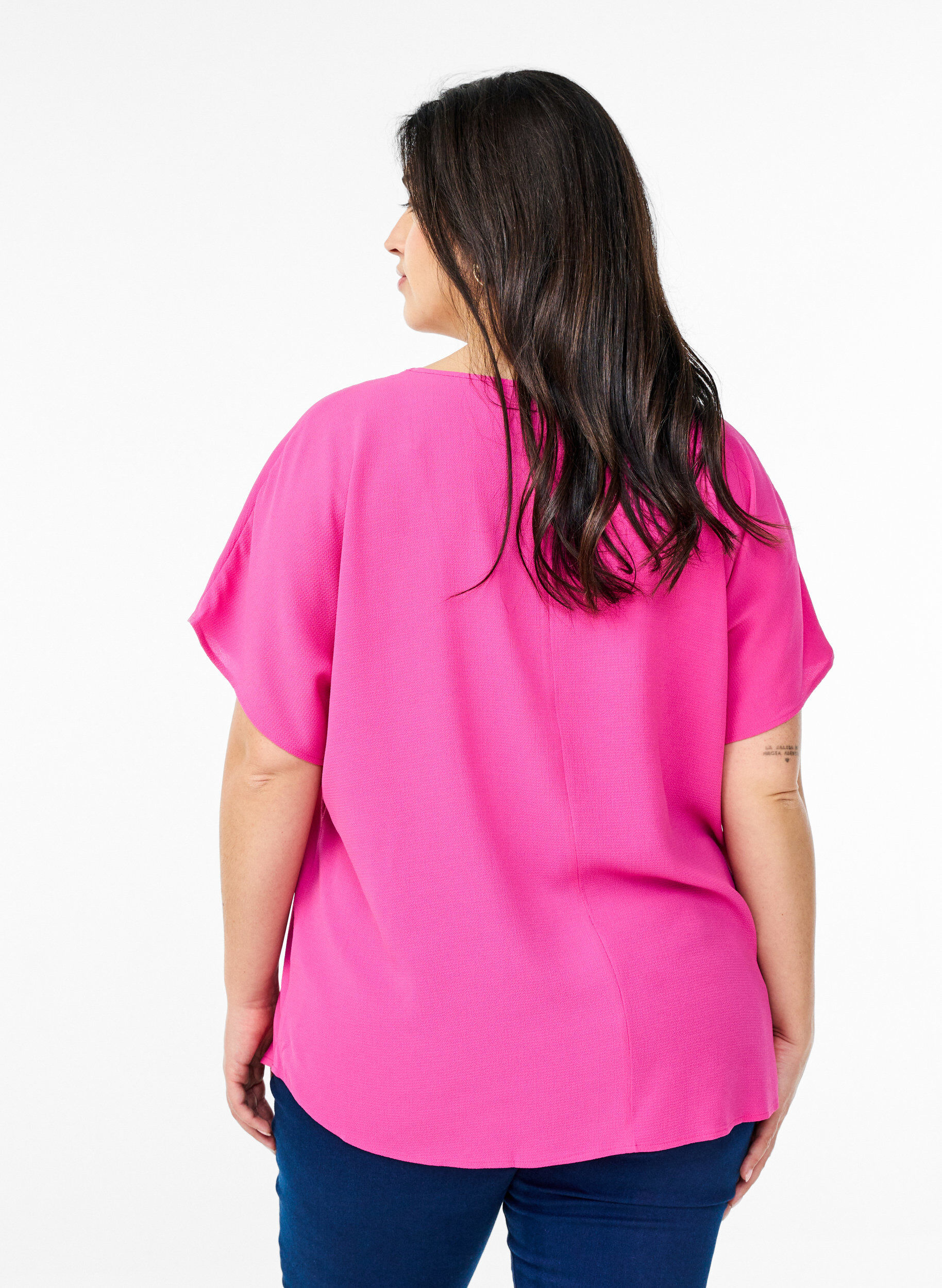 ZizziBlouse &agrave; manches courtes et encolure ronde, Rose, Model image number 2