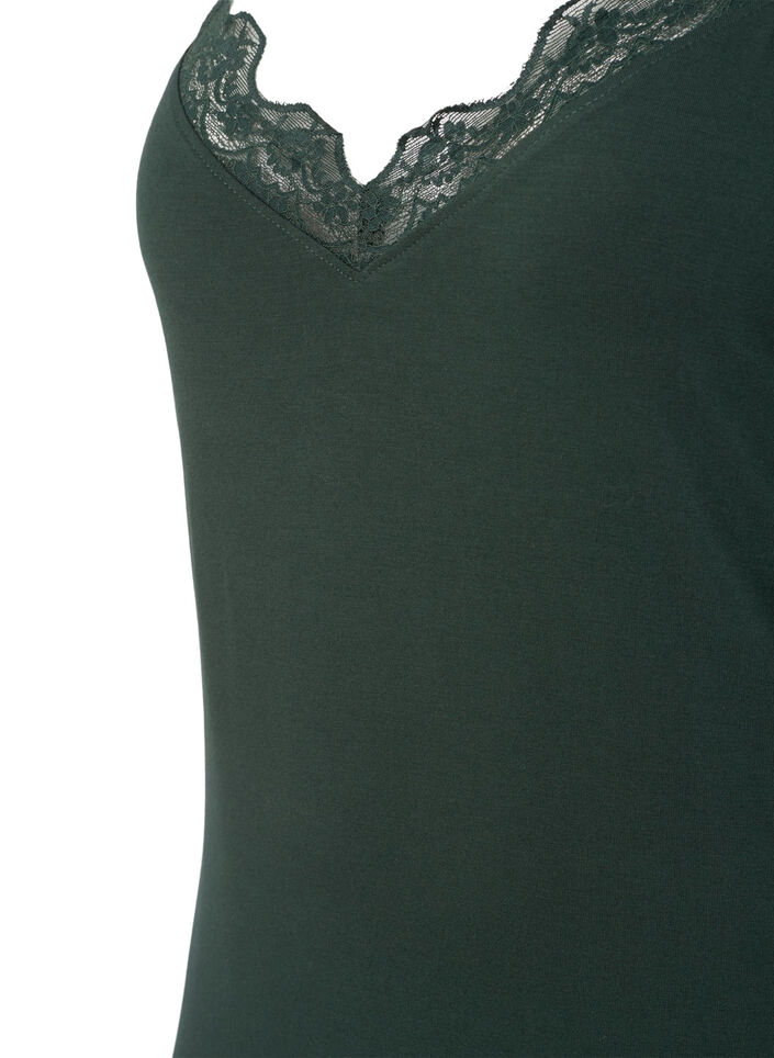 Chemise de nuit avec bord dentelle en viscose, Vert fonc&eacute;, Packshot image number 2
