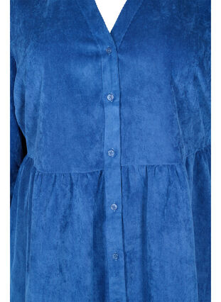 Robe en velours avec manches 3/4 et boutons, Estate Blue, Packshot image number 2