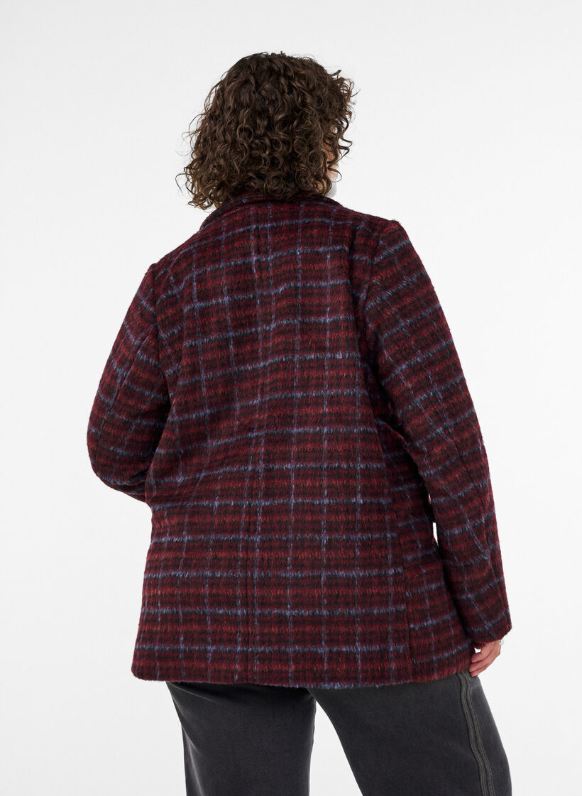 Geruit jasje met zakken, Rood, Model