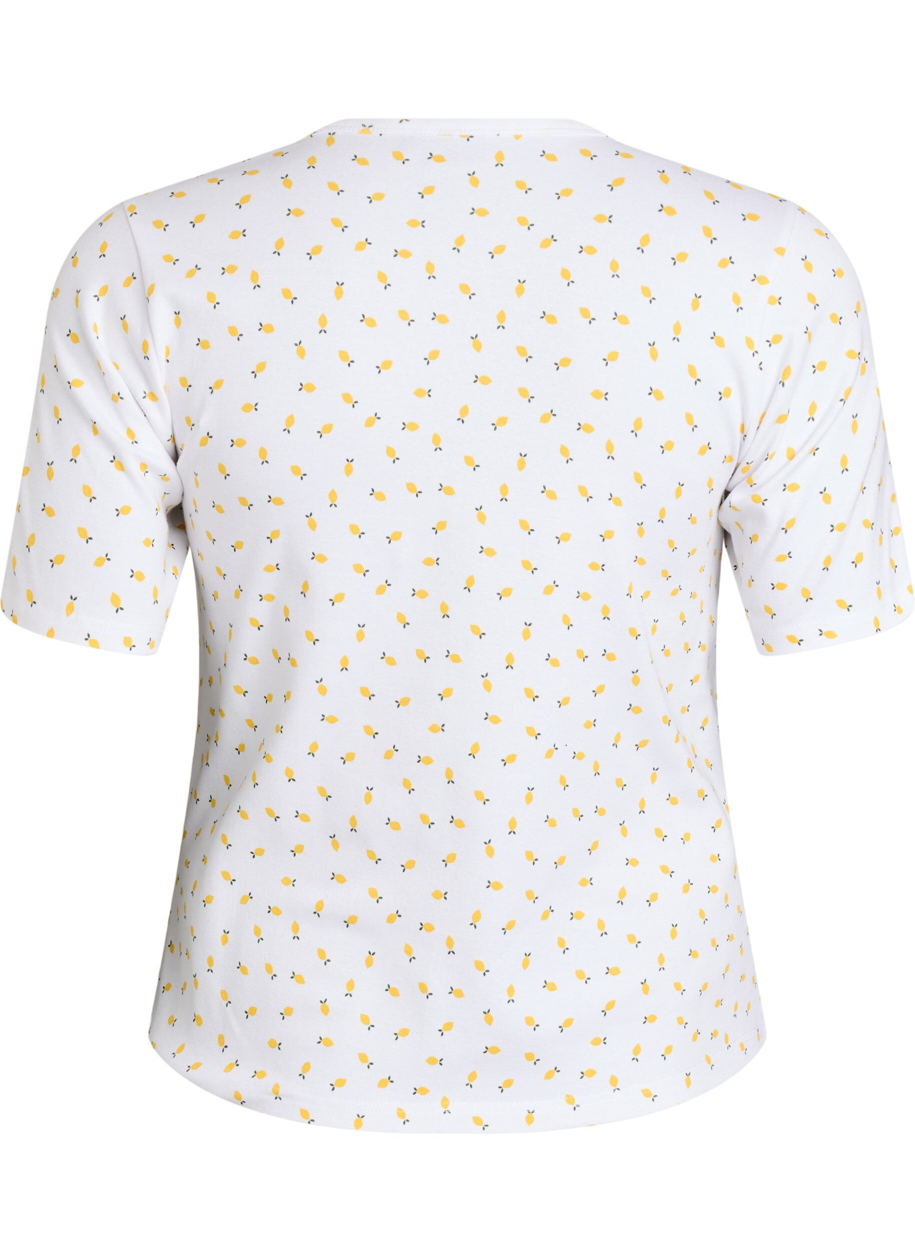 Zizzi T-shirt en coton avec imprim&eacute; int&eacute;gral, Blanc, Packshot image number 1