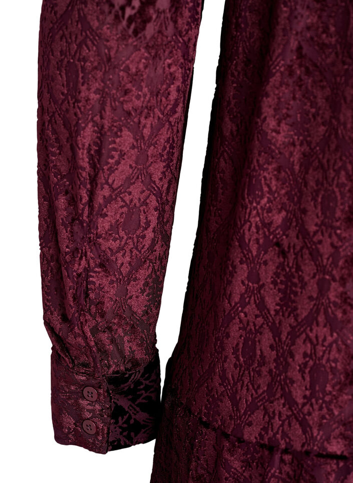 Robe courte à motif velours, Bordeaux, Packshot image number 3