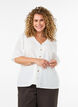 Chemise en coton &agrave; manches courtes avec col V, Blanc, Model image number 0