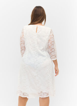 Kanten jurk met 3/4 mouwen, White, Model image number 1