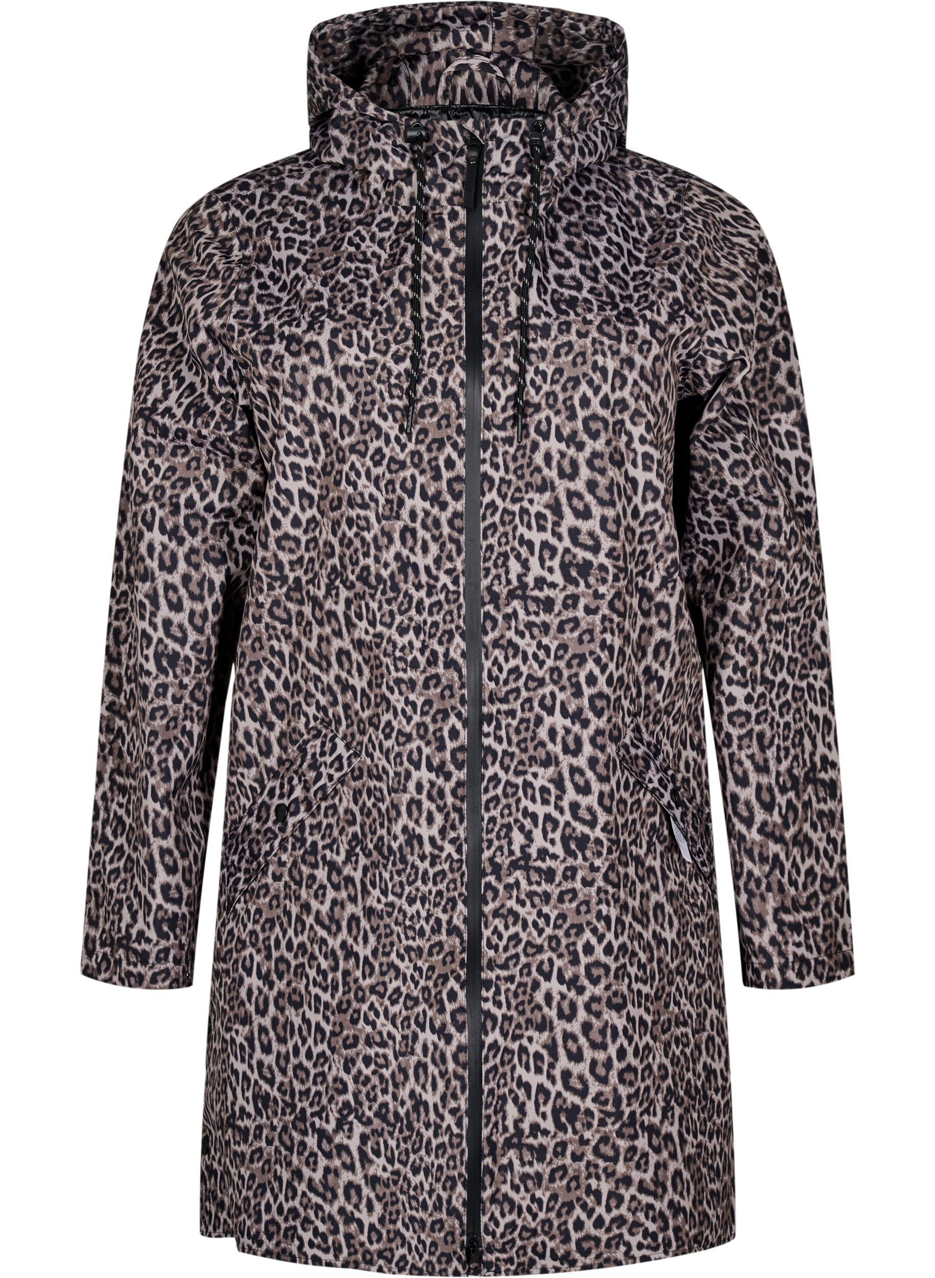 ZizziRegenjas met zakken en capuchon, Bruin, Packshot image number 0