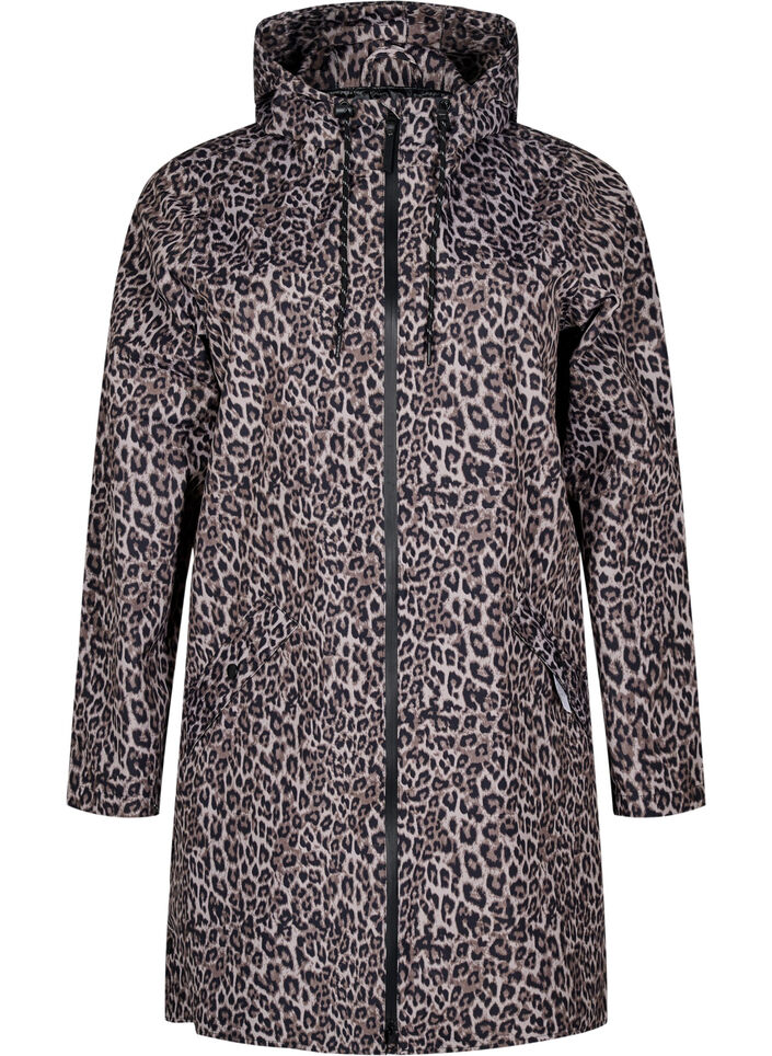 Regenjas met zakken en capuchon, Bruin, Packshot image number 0