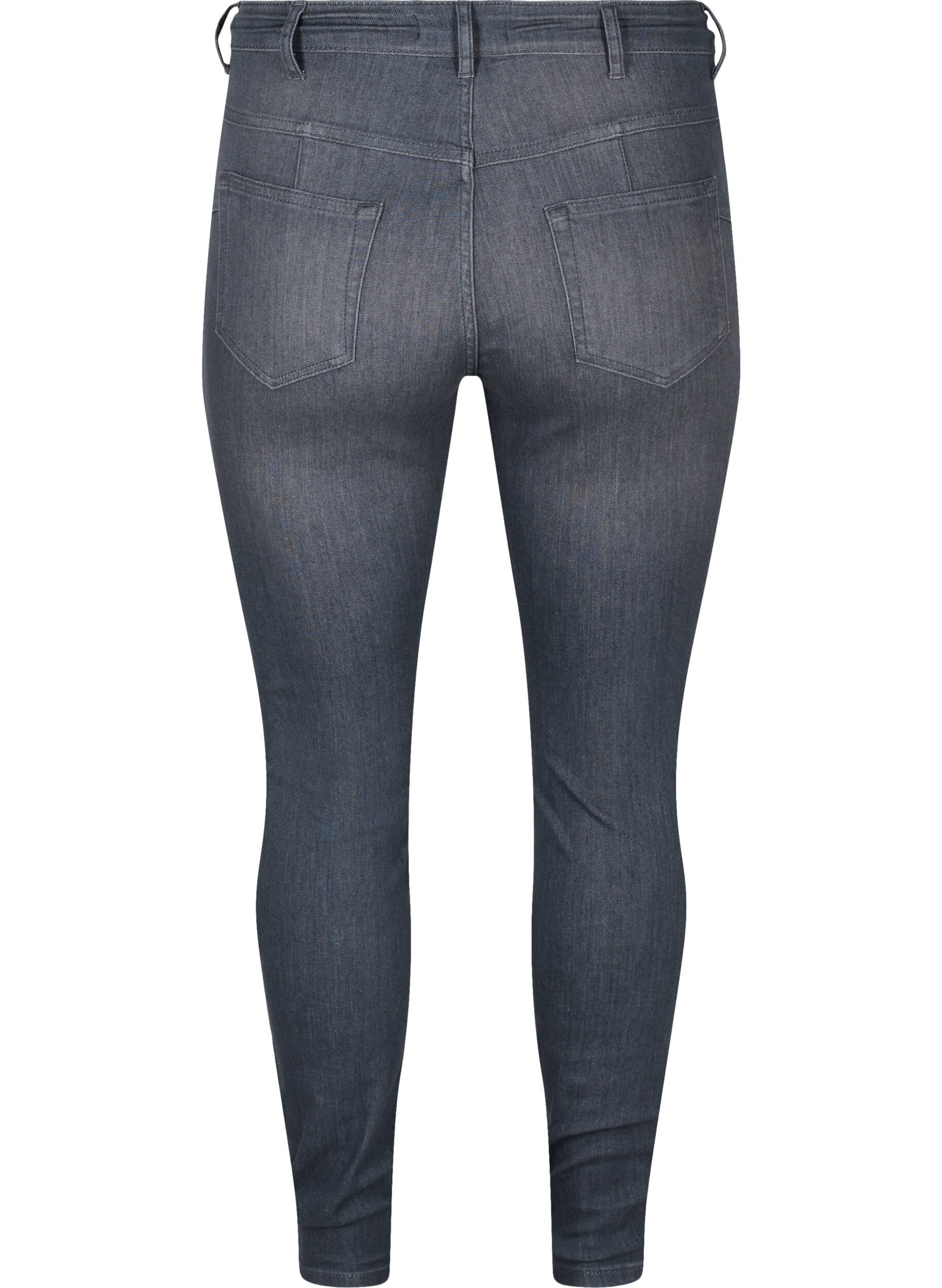 ZizziAmy jeans met hoge taille en push up, Grey Denim, Packshot image number 1