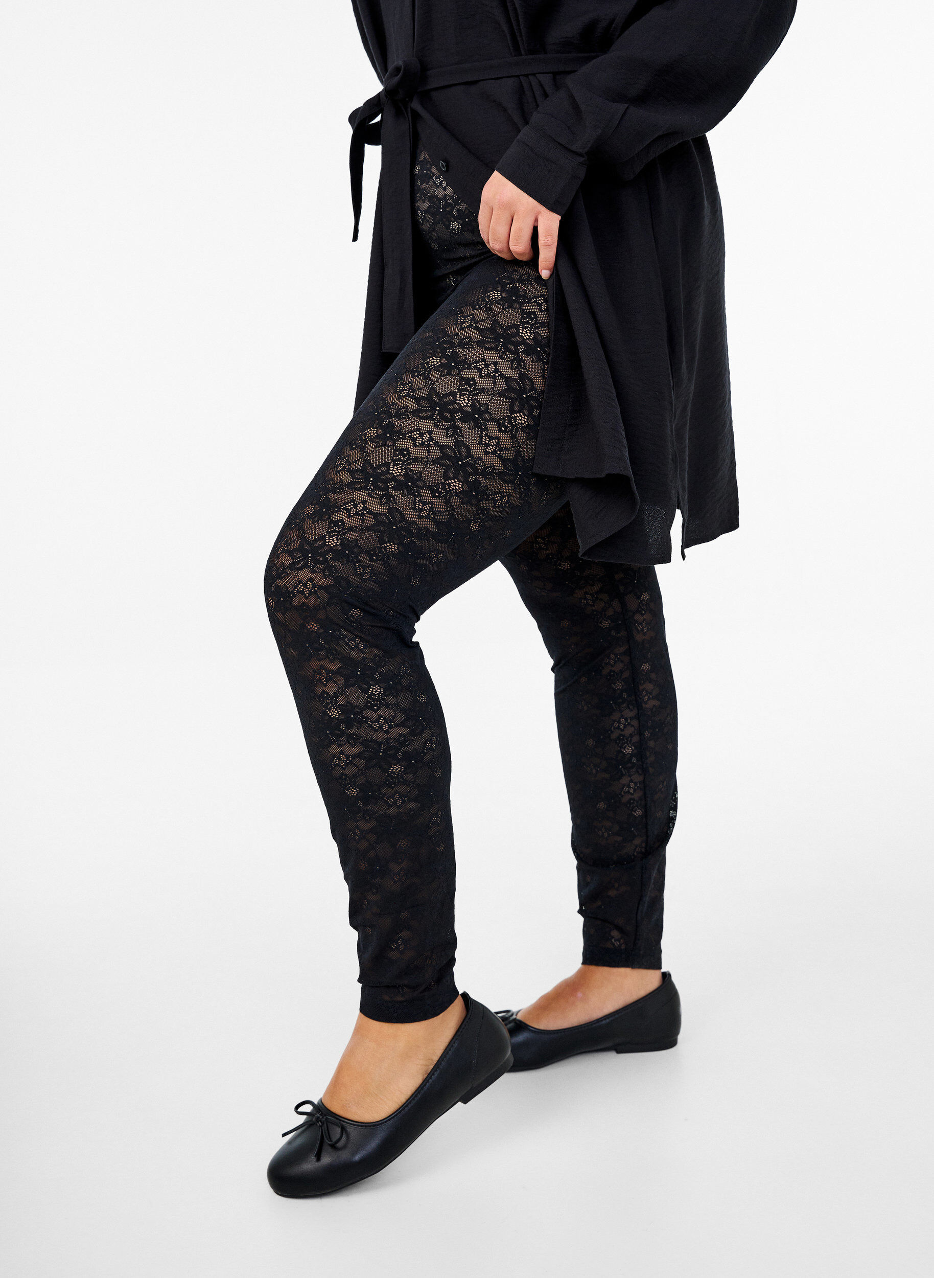 ZizziKantleggings, Zwart, Model image number 0