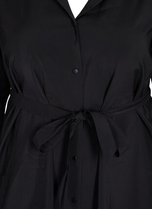 Robe en viscose avec boutons et ceinture, Black, Packshot image number 2