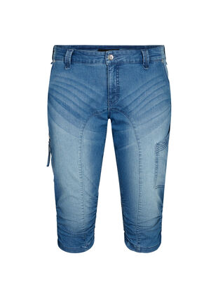 Jean capri coupe slim avec poches, Light blue denim, Packshot image number 0