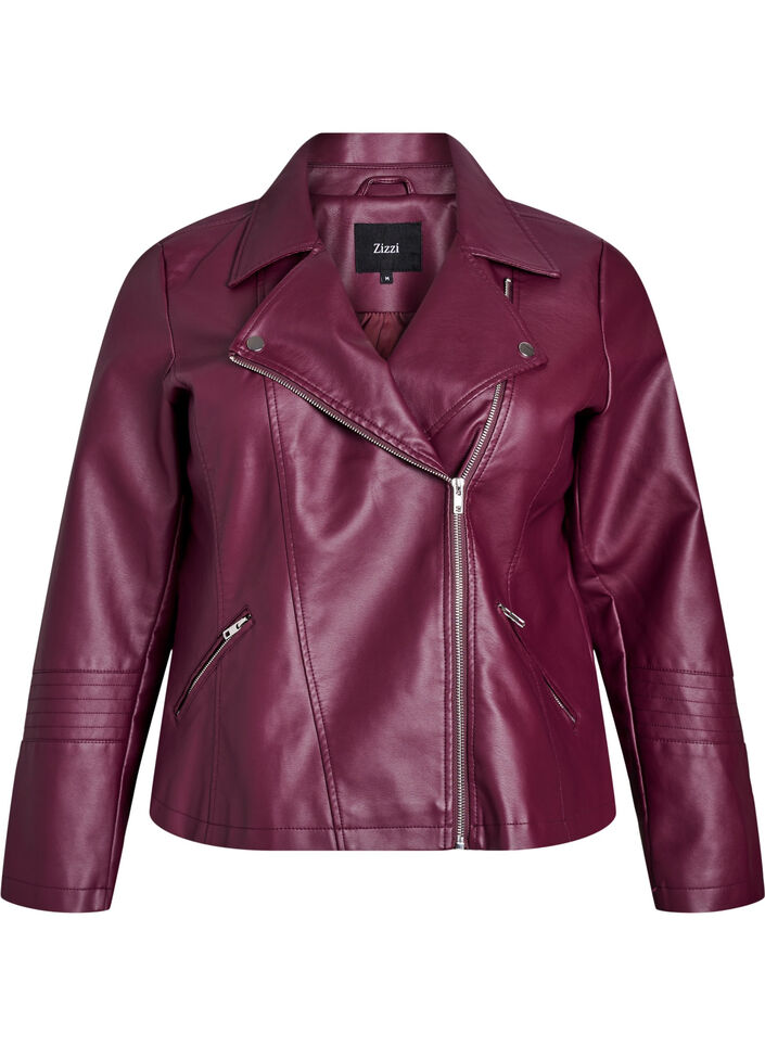 Imitatieleer bikerjack, Donker Bordeaux, Packshot image number 0