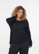 Cardigan en coton biologique avec broderie ajour&eacute;e, Noir, Model image number 0