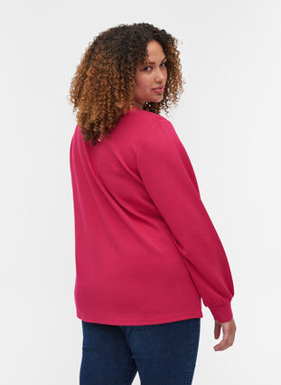 Pull col rond et manches longues, Cerise, Model image number 1