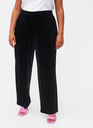 Pantalon ample en velours, Black, Model image number 2
