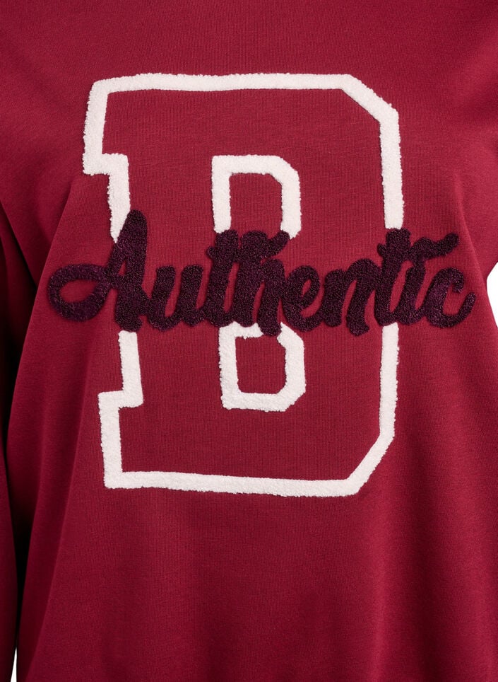 Sweat avec inscription en bouclette, Bordeaux fonc&eacute;, Packshot