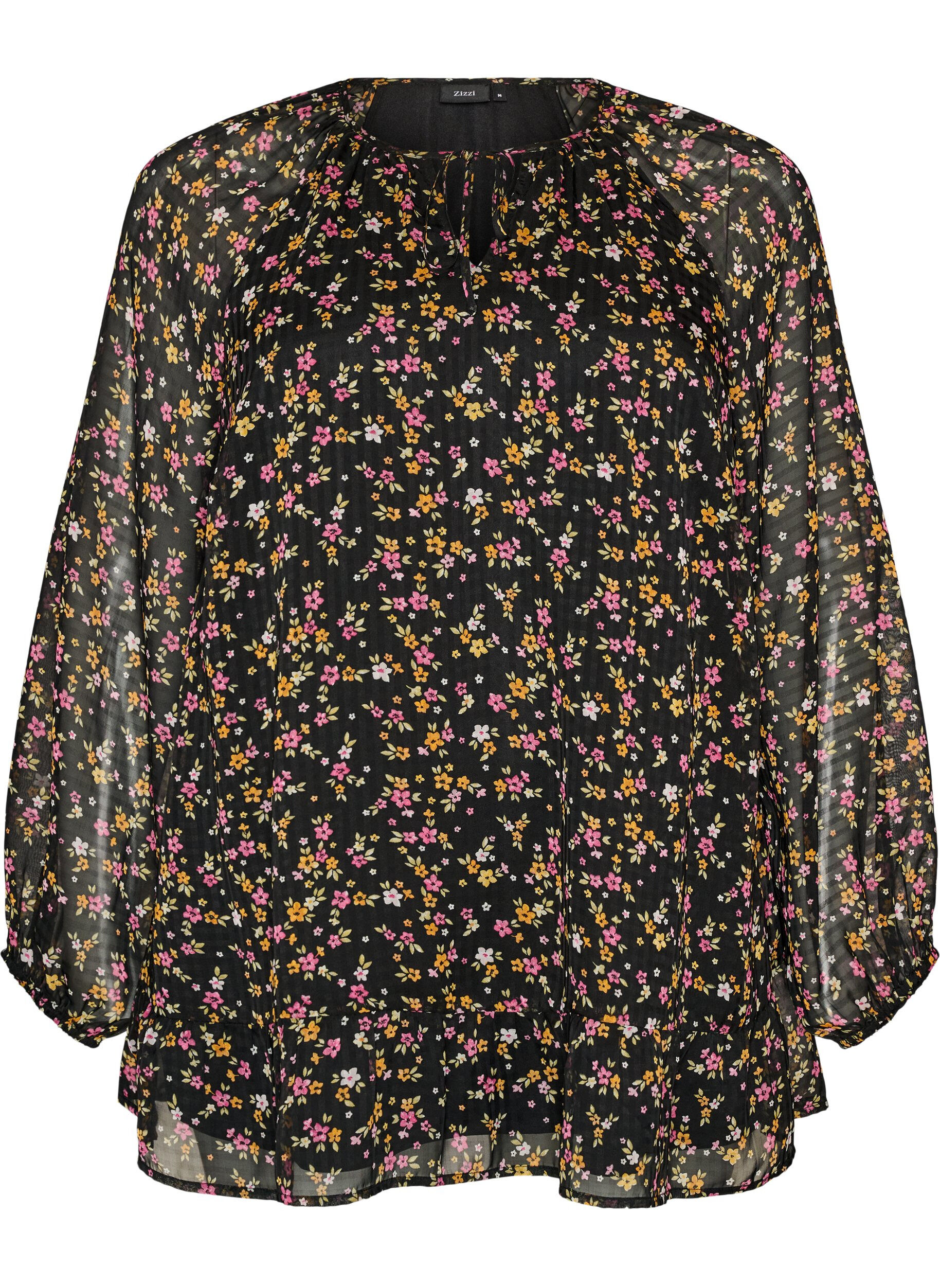 ZizziA-lijn tuniek met bloemenprint, Zwart, Packshot image number 0