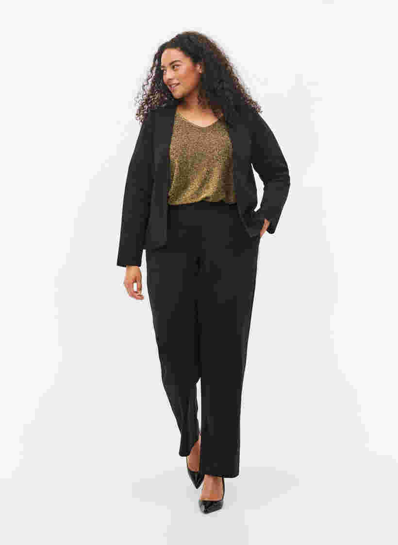 Pantalon large avec poches, Black, Model image number 0