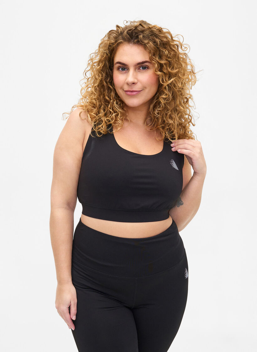Sportbeha met gekruiste bandjes op de rug, Black, Model image number 0