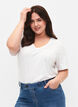 Basic t-shirt met korte mouwen en v-hals, Wit, Model image number 0