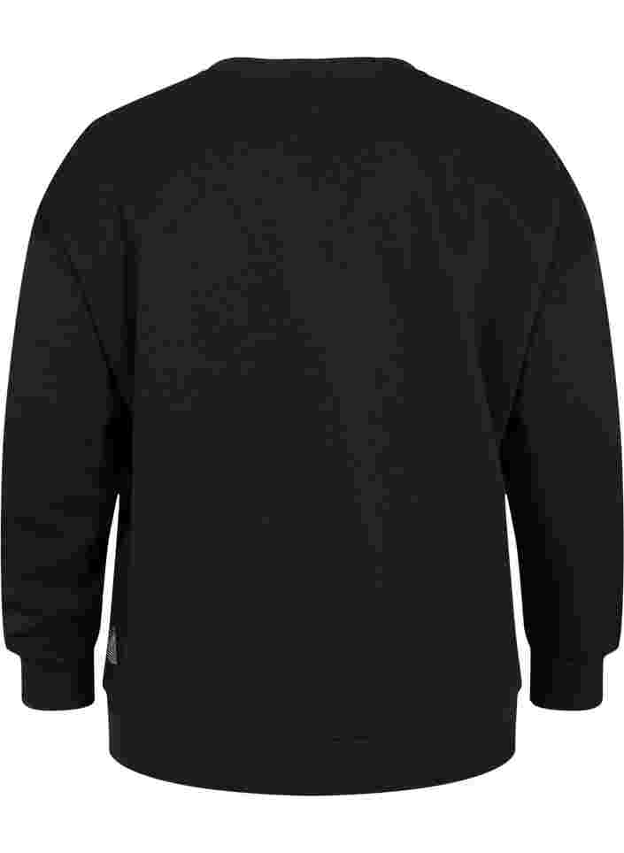 Sweatshirt met sportieve print, Black, Packshot image number 1