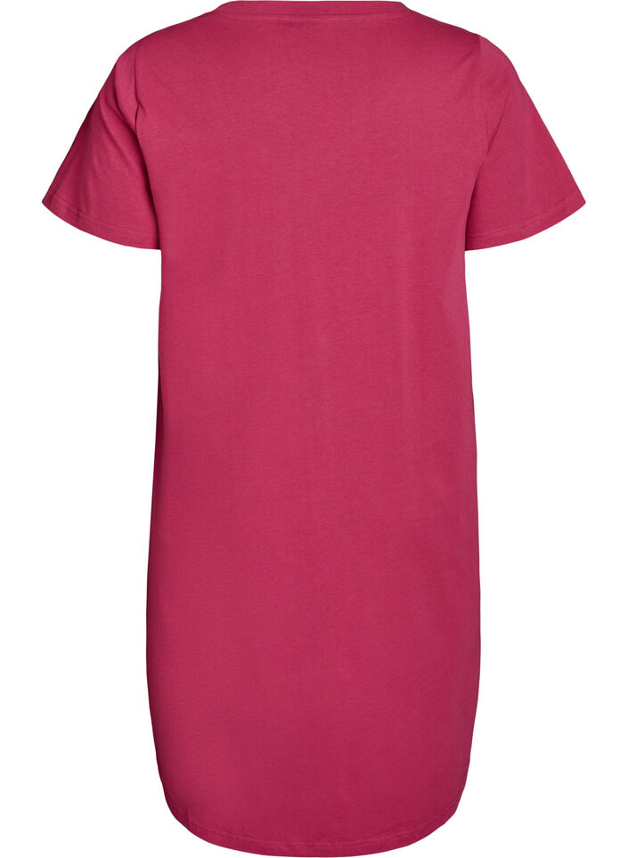 Chemise de nuit en coton biologique et &agrave; col en V, Bordeaux, Packshot image number 1