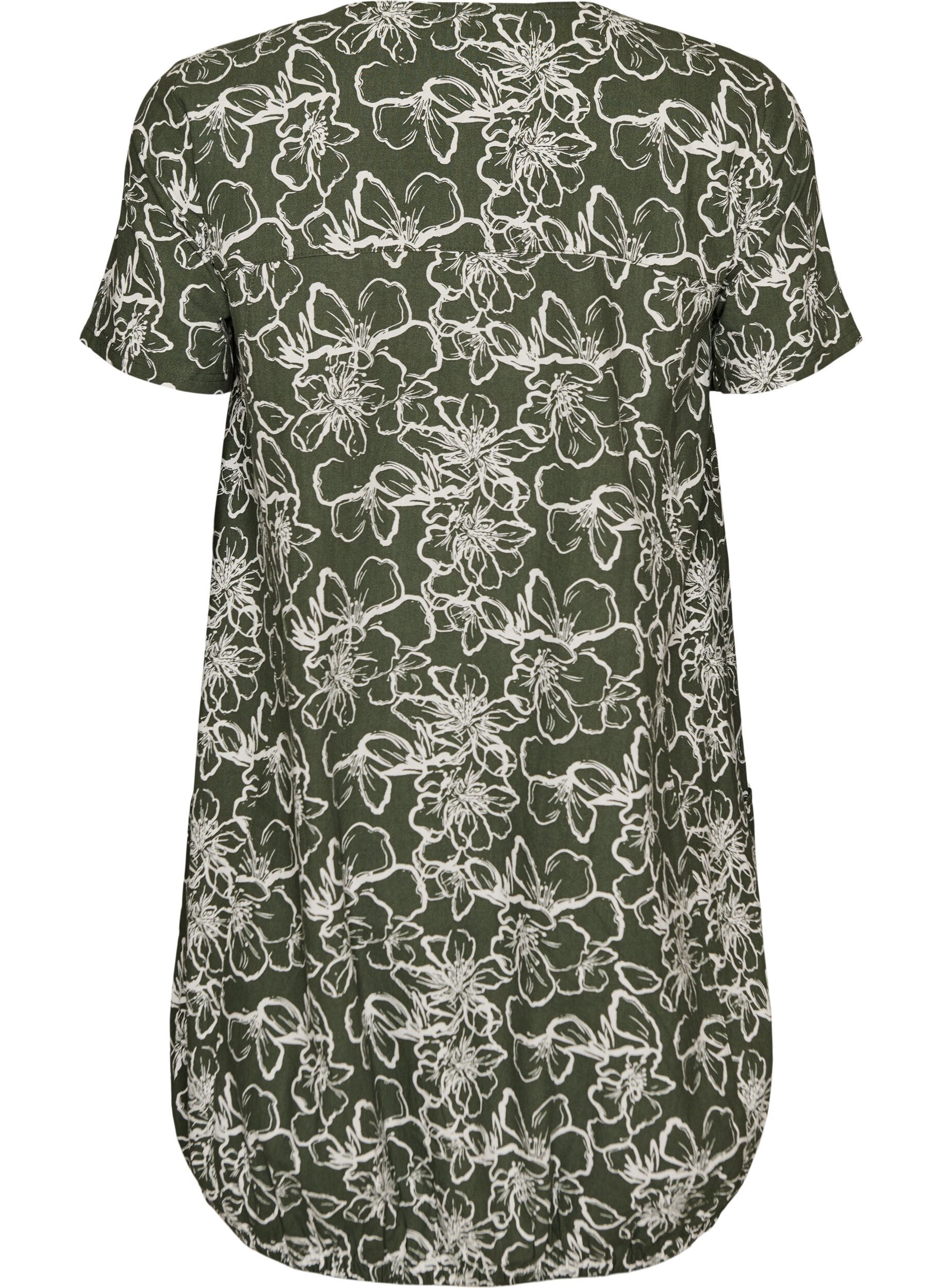 ZizziKatoenen jurk met korte mouwen en print, Groen, Packshot image number 1