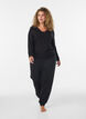 Blouse en viscose avec d&eacute;tails en dentelle et col en V, Noir, Model image number 1