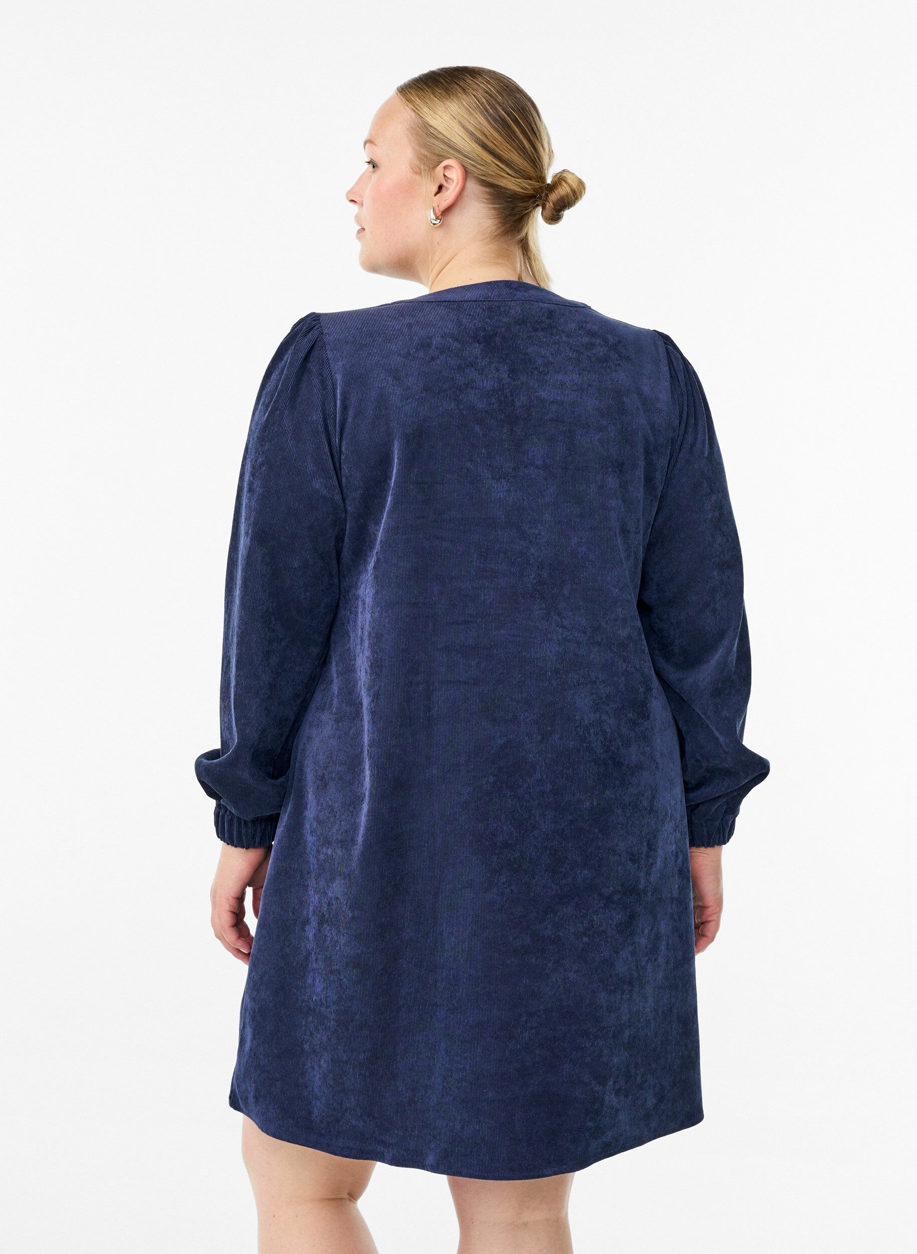 ZizziKorte fluwelen jurk met lange mouwen, Blauw, Model image number 2