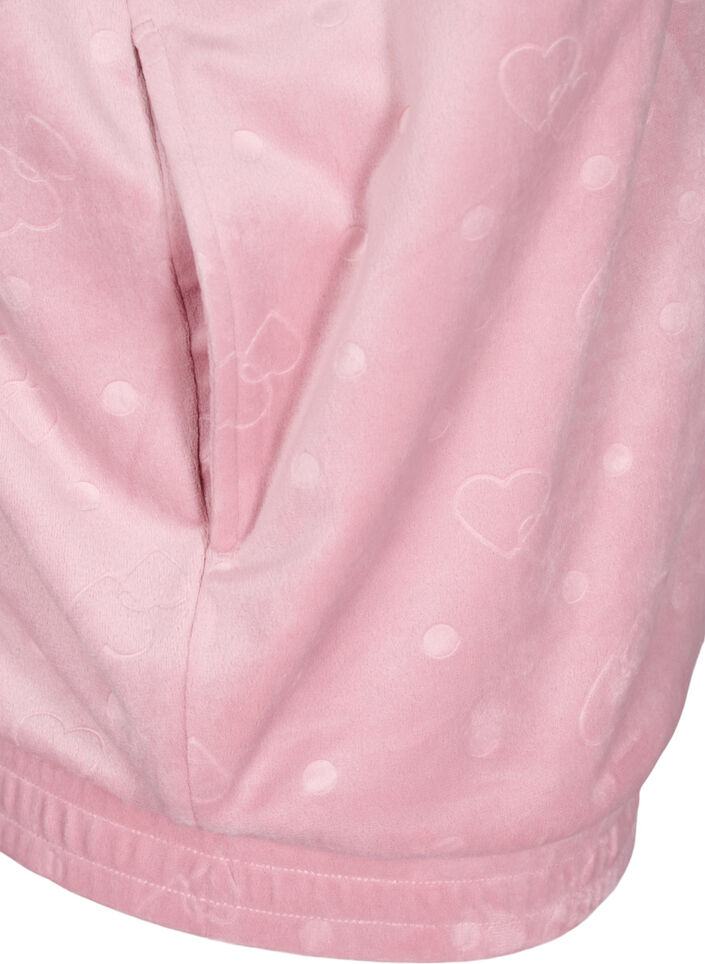 Velour cardigan met capuchon en zakken, Roze, Packshot image number 3
