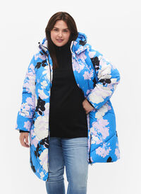 Manteau d'hiver long avec un imprimé floral, French Blue Comb, Model