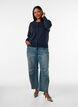 Cardigan en maille fine avec col rond, Bleu, Model image number 1