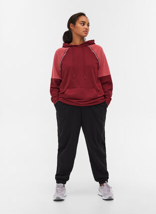 Sweatshirt met capuchon en zak, Pomegranate, Model image number 3