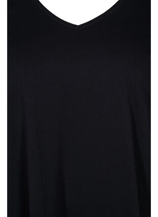 Robe en coton à manches courtes avec forme en trapèze, Black, Packshot image number 2