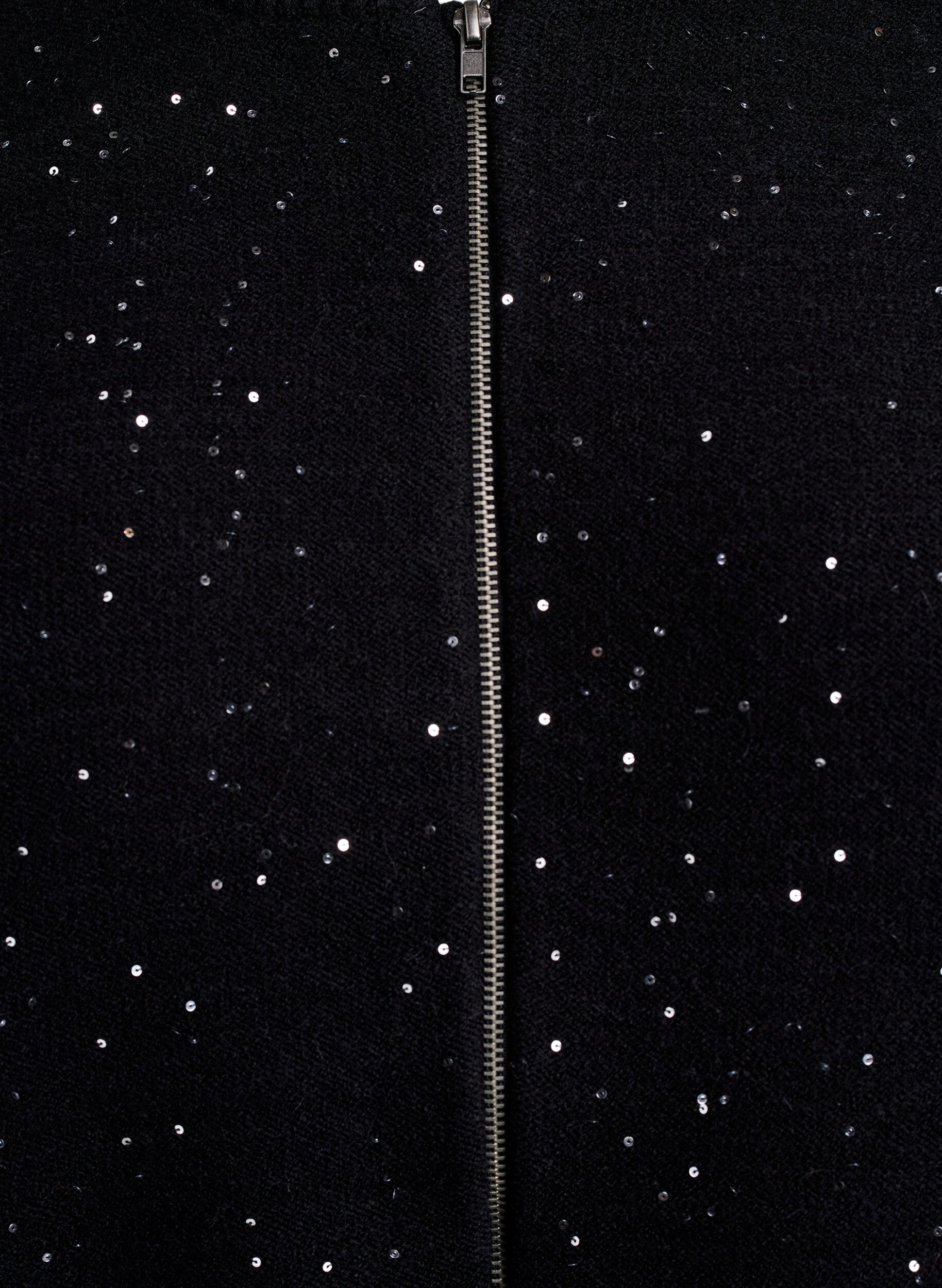 Zizzi Cardigan avec zip et paillettes, Noir, Packshot image number 2