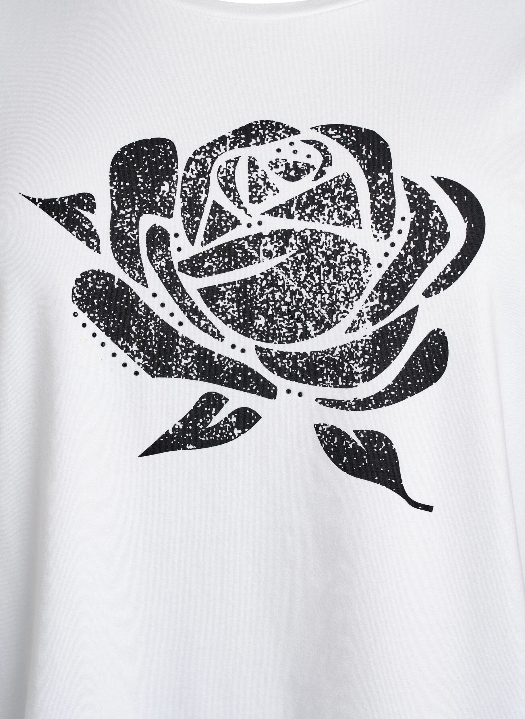 ZizziT-shirt in biologisch katoen met bloemenprint, B. White w. Rose, Packshot image number 2