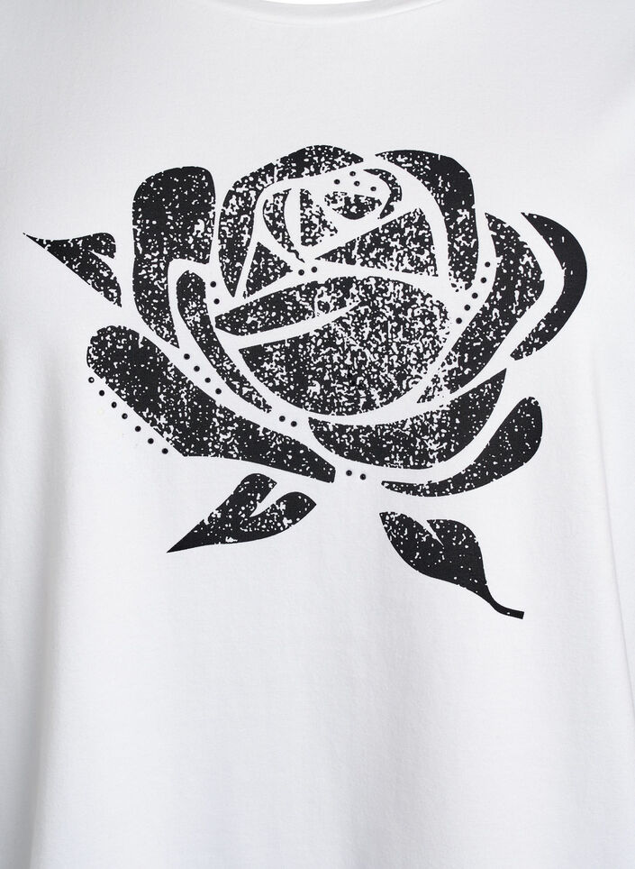 T-shirt en coton biologique avec imprimé floral, B. White w. Rose, Packshot image number 2