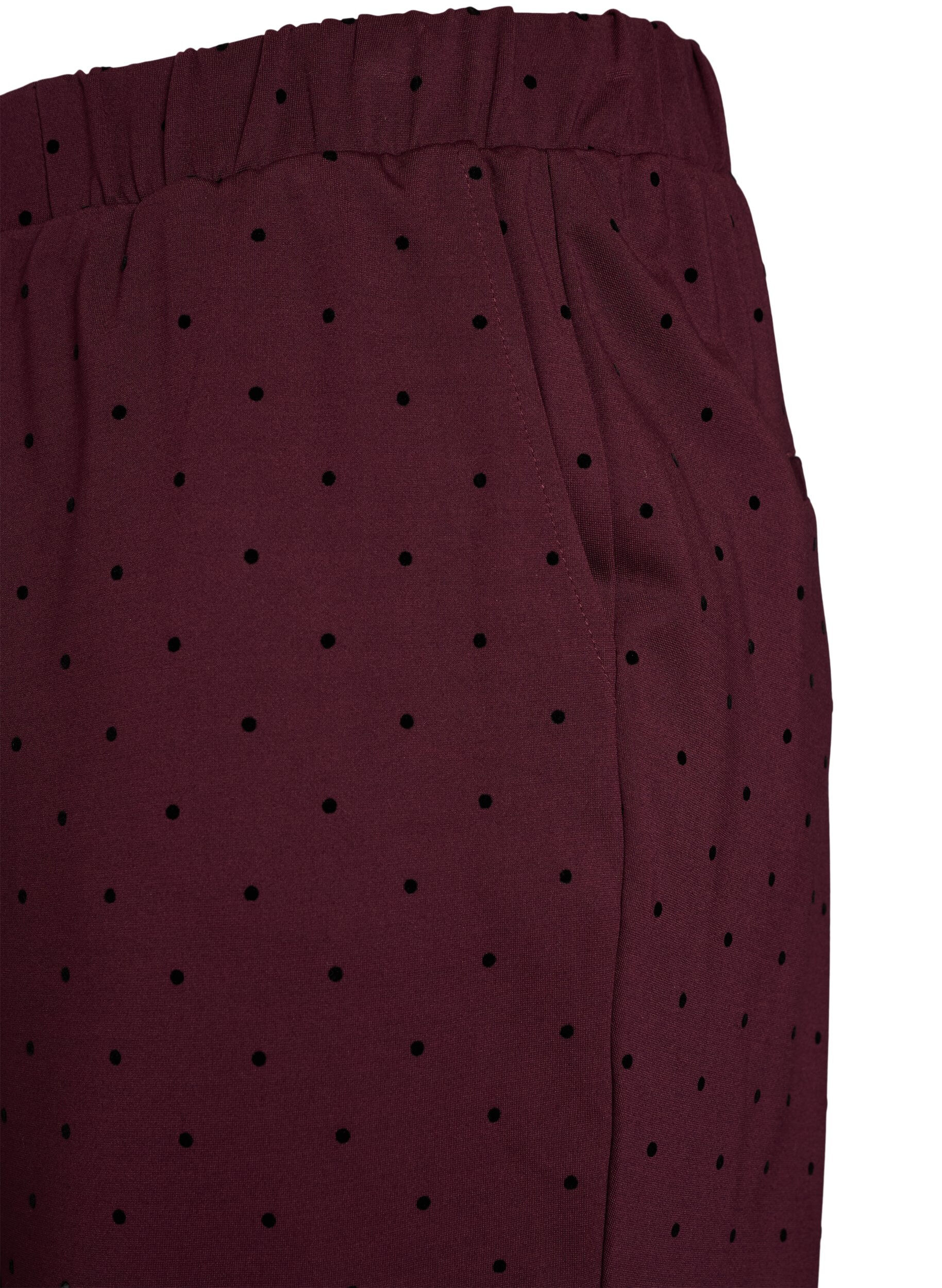 ZizziPantalon &agrave; pois taille haute et coupe droite, Bordeaux, Packshot image number 2