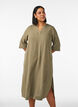 Robe midi en lin et viscose avec manches mi-longues, Vert, Model image number 0