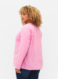 Blouse en coton avec détails en crochet, Begonia Pink, Model