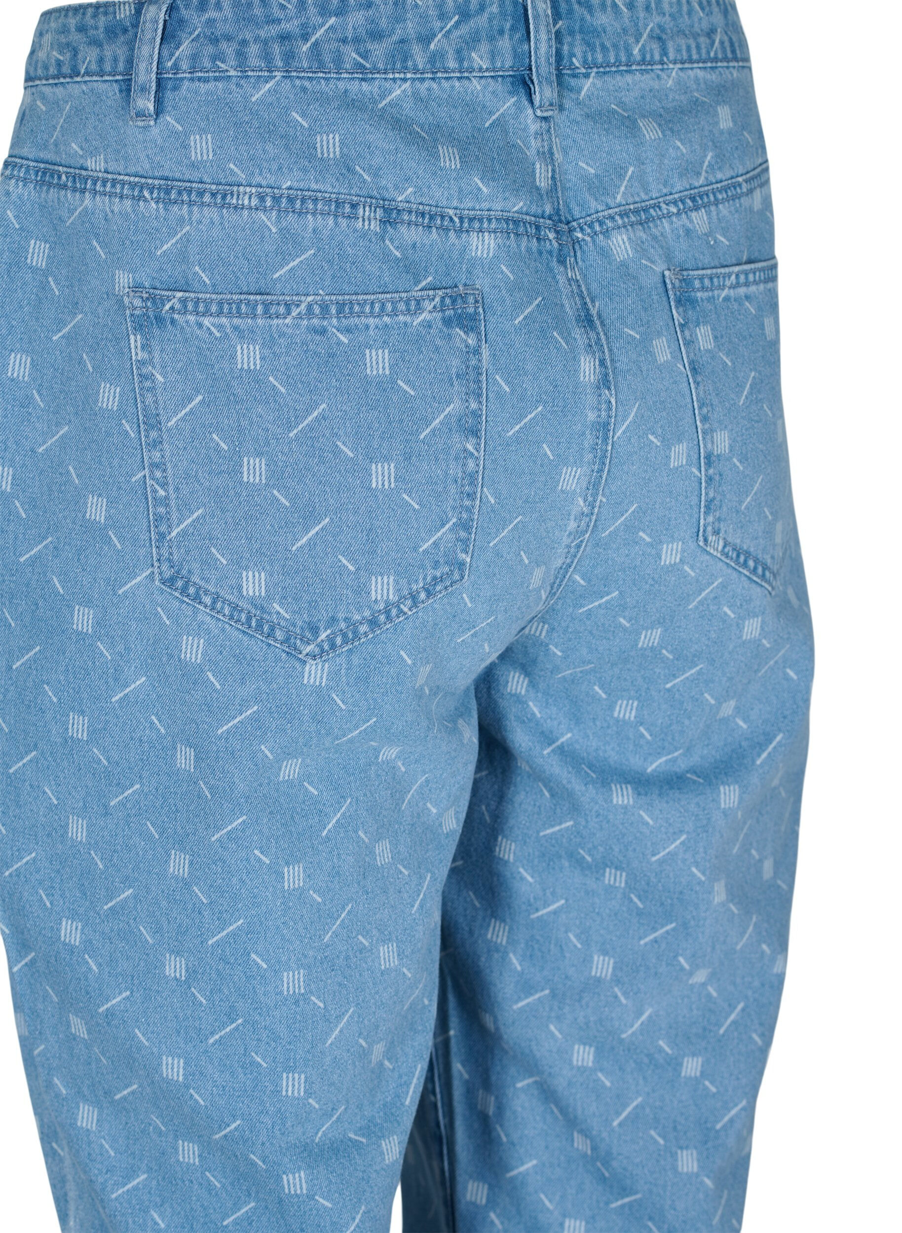 ZizziMille mom fit jeans met print, Light blue denim, Packshot image number 3