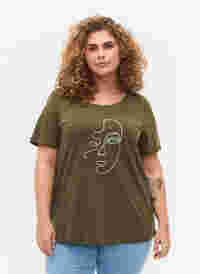 T-shirt en coton avec imprimé scintillant, Ivy G. Shimmer Face, Model