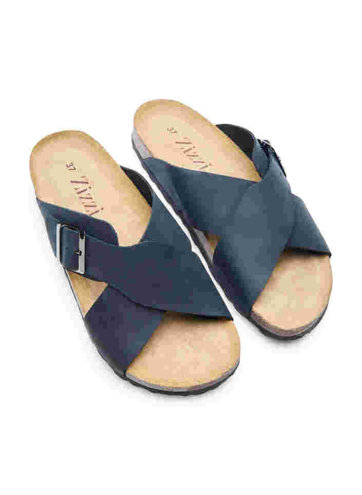 Leren sandalen met brede pasvorm, Black, Packshot image number 3